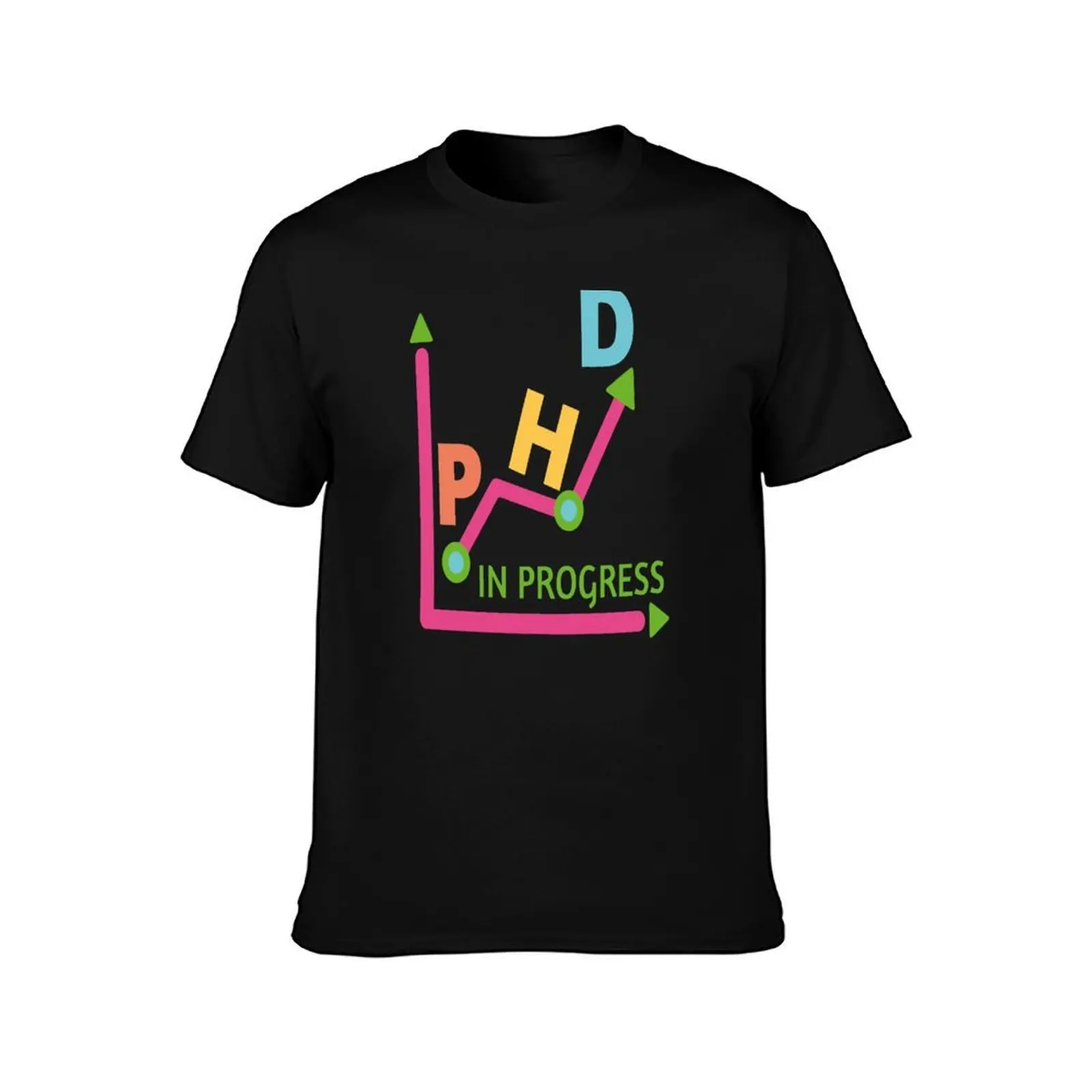 PhD In Progress T-Shirt, Summer Casual Cotton Tee, Oversized Streetwear Tops, Vintage Graphic Print, Loose Fit Short Sleeve