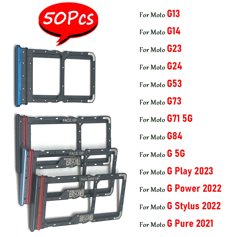 50Pcs,NEW SIM Card Tray Slot Holder Adapter Accessories For Moto G 5G G82 G53 G73 G71 5G G84 G23 G14 G24 G13 G Play 2023 G Power