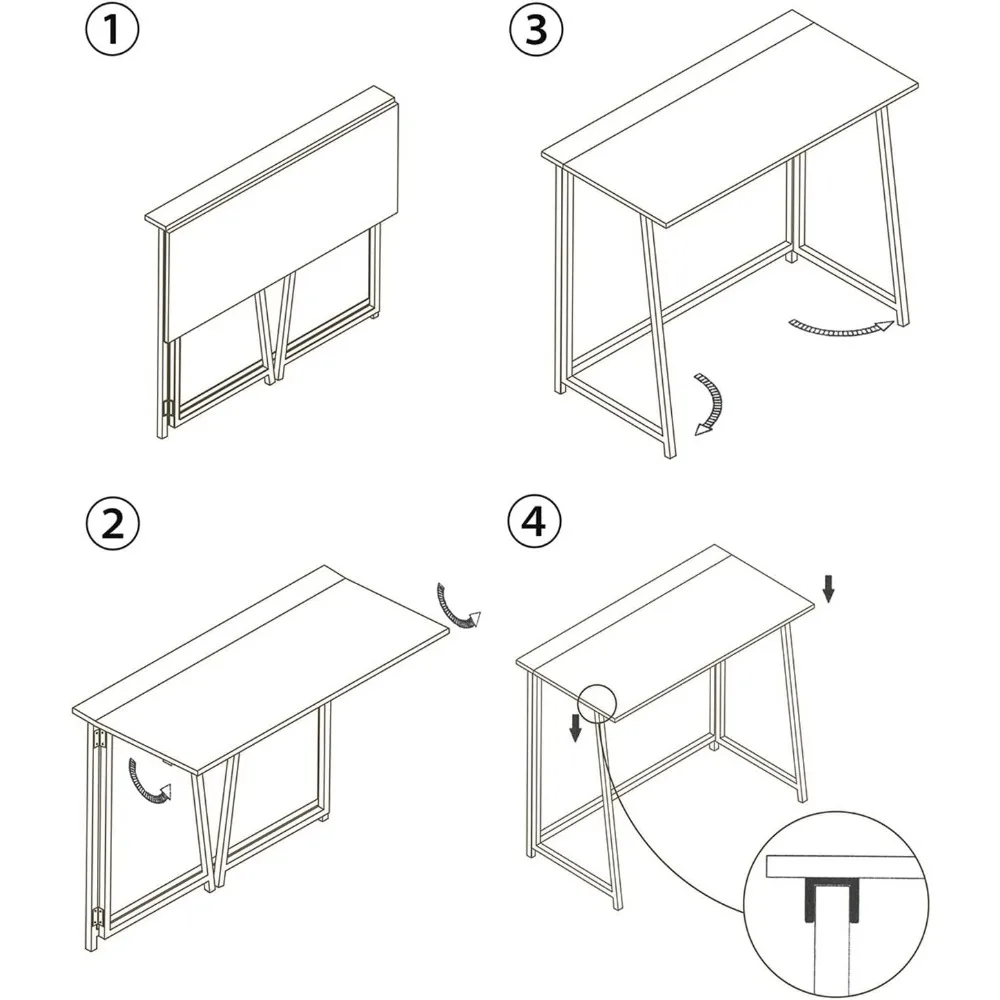 Mesa dobrável do computador, montagem simples, mesa de escrita para pequeno espaço, casa e escritório