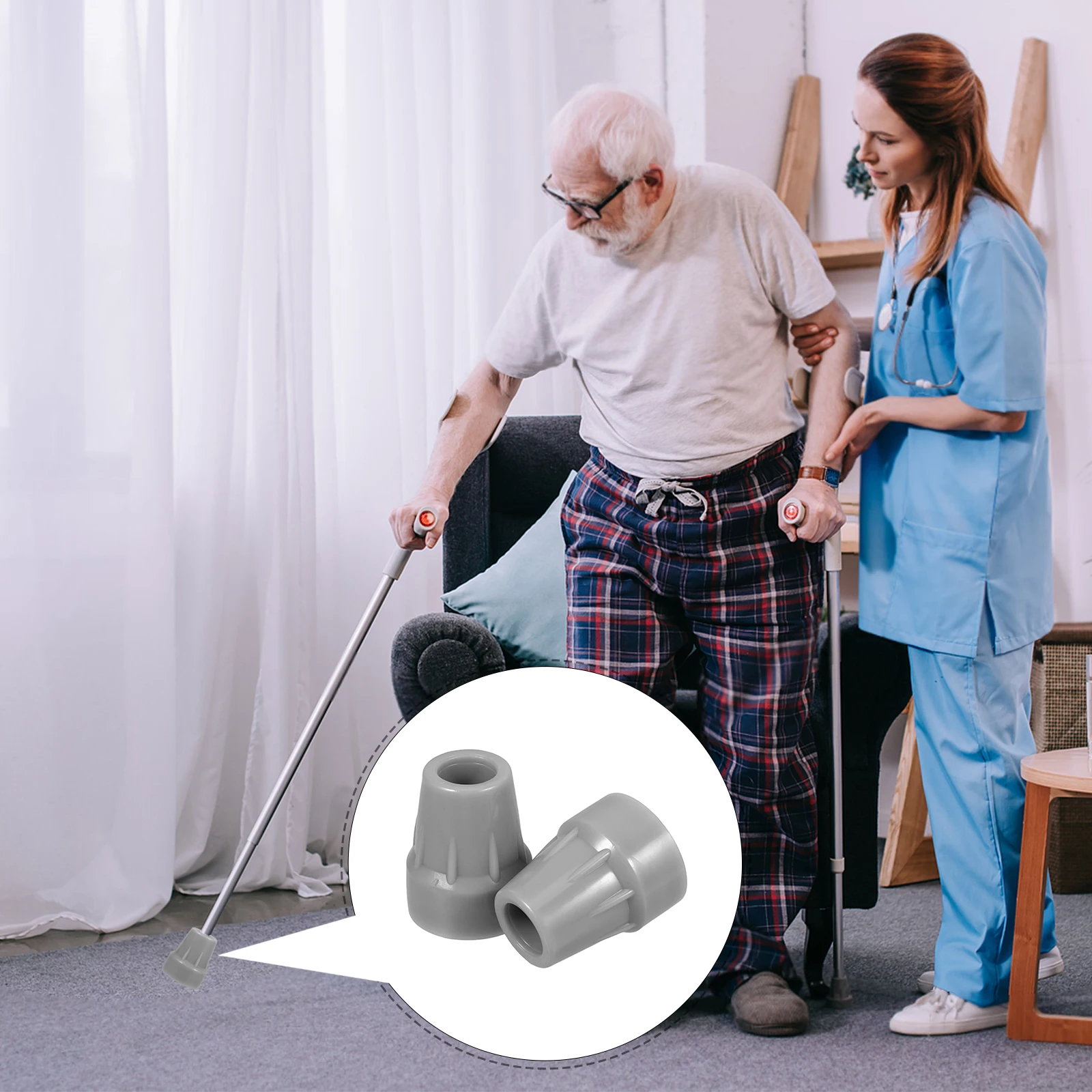 

2pcs Anti-slip Walking Stick Accessories Durable Heavy Duty Rubber Cane Tips Replacement Heads Non-slip Hiking Protector Cane