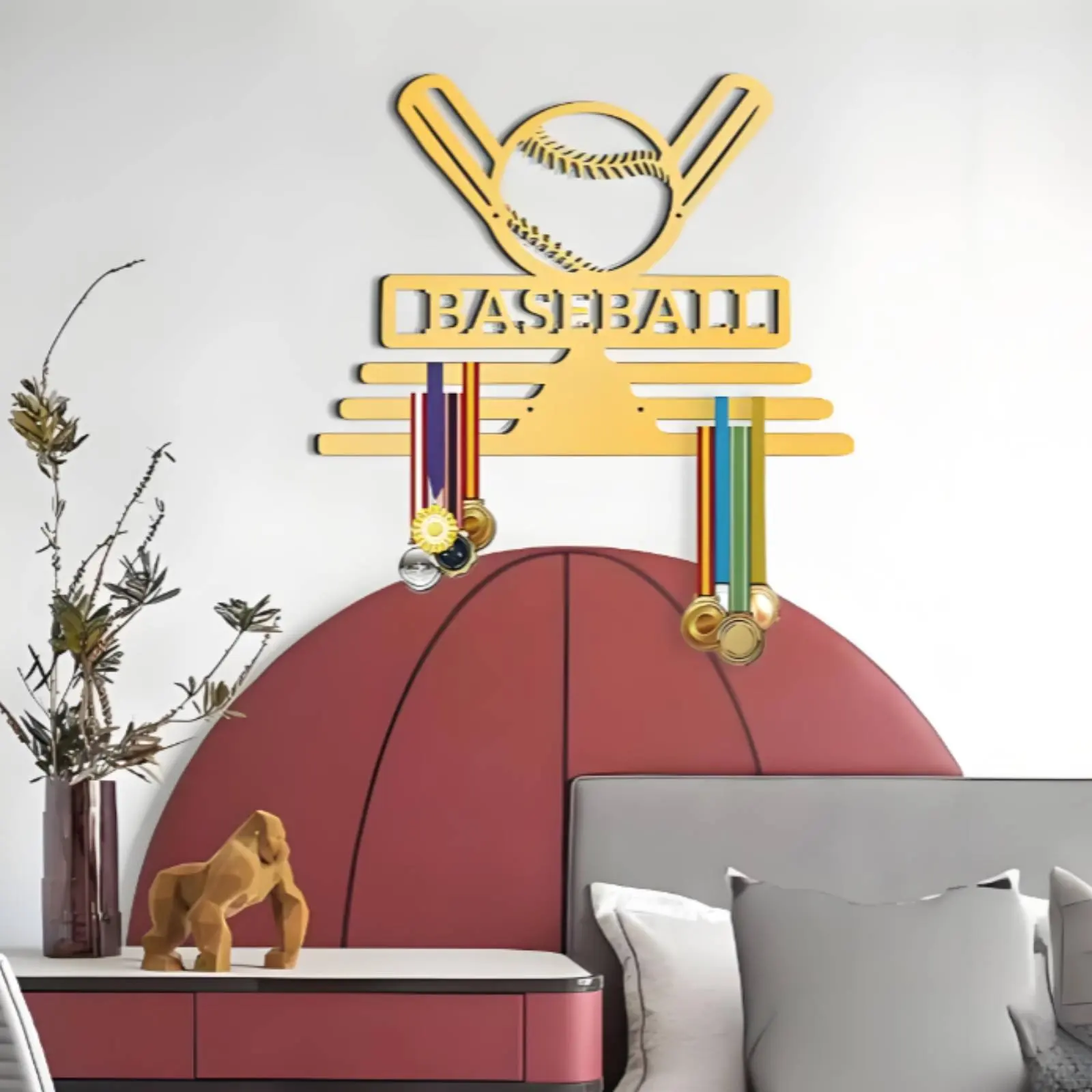 Baseball Medal Hanger Hollow out Design Baseball Wall Medal Rack Gift Idea for Office