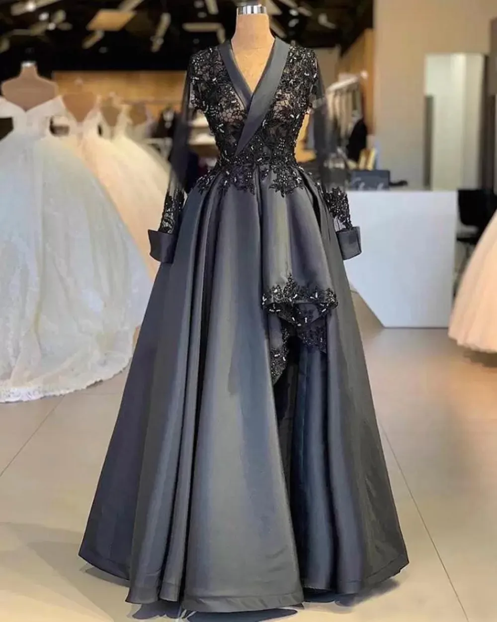 

Black Mother of the Bride Dresses A-line Long Sleeves Formal Evening Wedding Party Guests Gown Plus Size 2024Custom Made Vestido