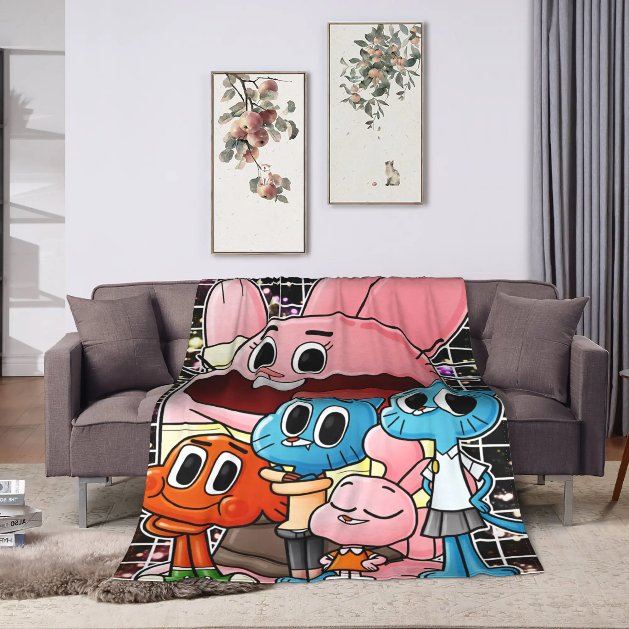 The Amazing World Of Gumball  Flannel Blanket  Warm Bedding Throws for Outdoor Decorative Aesthetic Bedspread Sofa Bed Cover