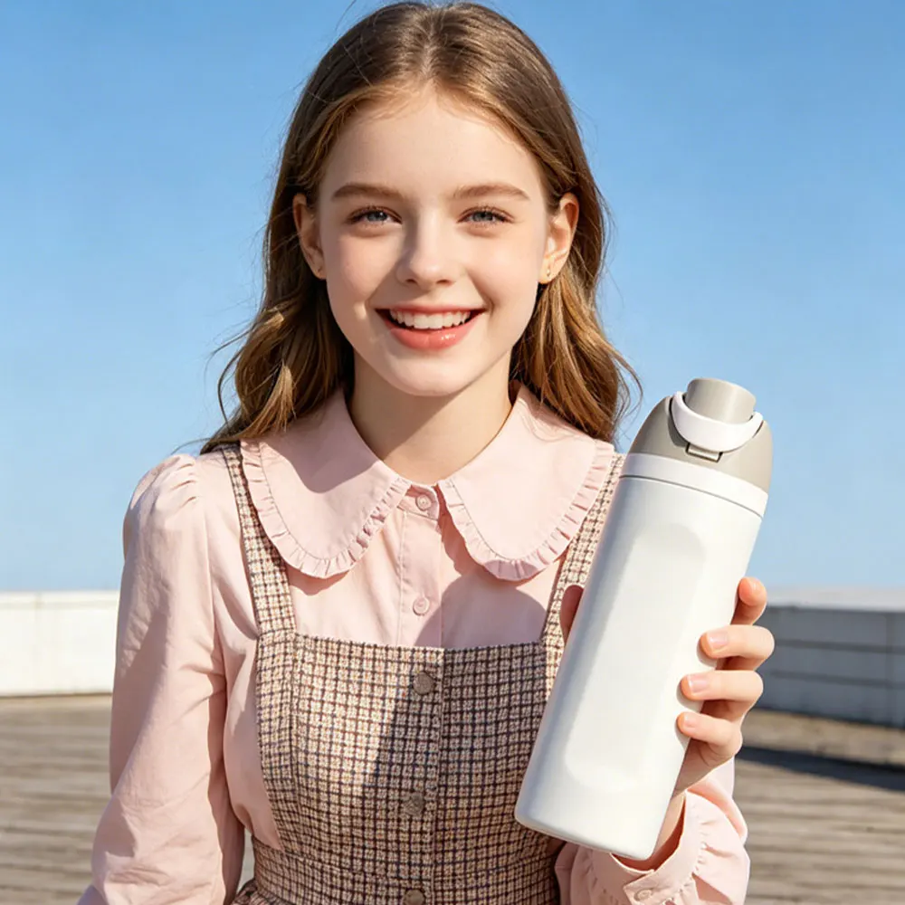 Flip Lid Insulated Water Bottle Custom Stainless Steel Tumbler Reusable Drink Cup for Commuting Camping Gym Travel Home Daily.