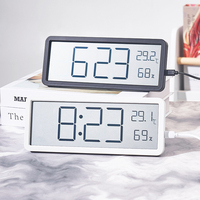 Wall Clock With LED Display Temperature Humidity Display Electronic Clock Household Desktop Wall Decoration 20.2x2x8cm ABS