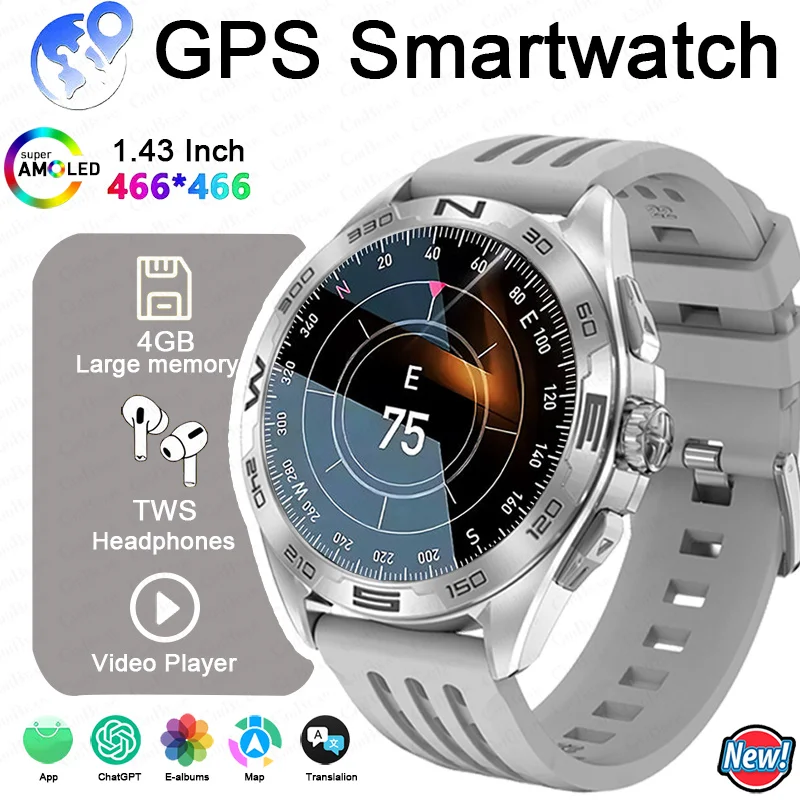 

Для HUAWEI GPS часы мужские спортивные умные часы 4 ГБ карта памяти Bluetooth Call ChatGPT Amoled экран сердечного ритма Smartwatch 2025 Новый