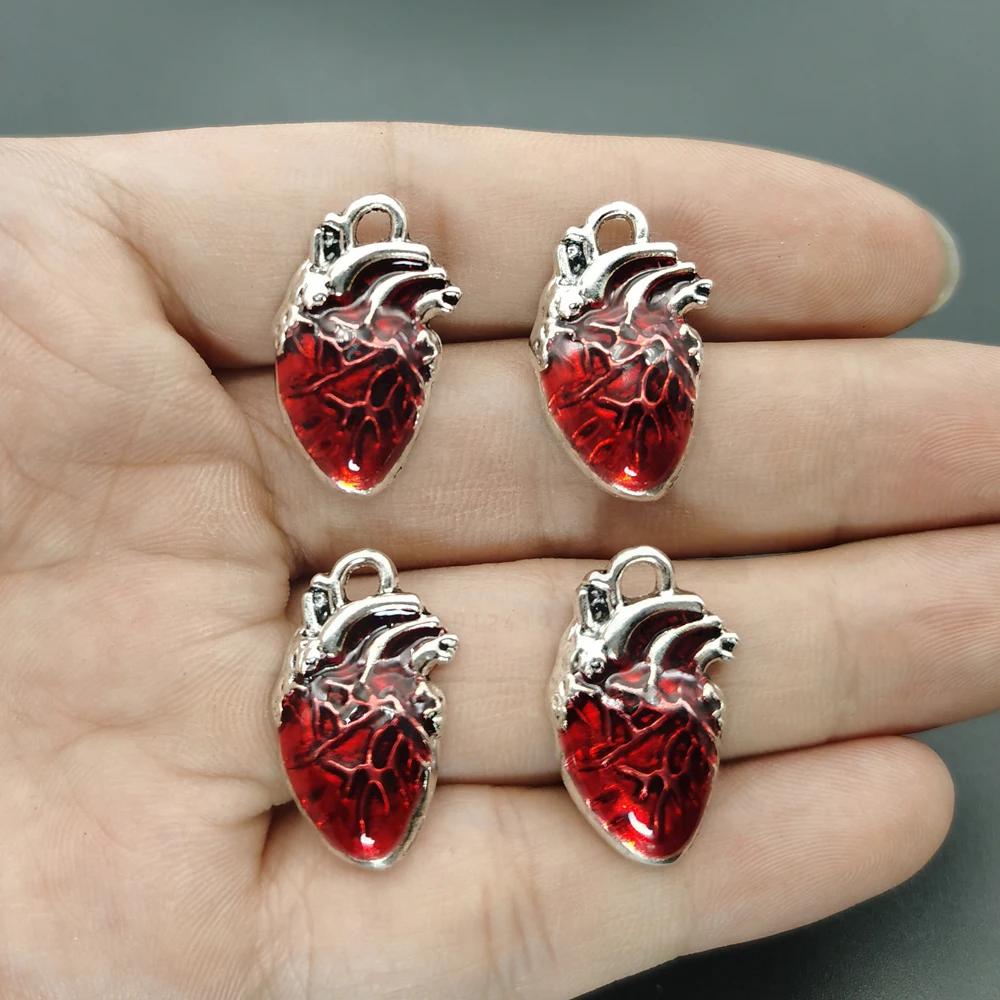 10pcs 25*14mm Human Heart Organ Charms Science Medicine Anatomical Pendant Biology Jewelry Finding.DIY.charms for jewelry making