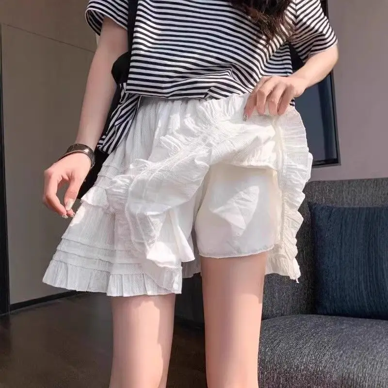 Saia Curta Feminina de Verão, Estilo Balé, Cintura Alta, Corte A, Efeito Saia de Camadas, Anti-Transparência, Cleanfit, em Te...