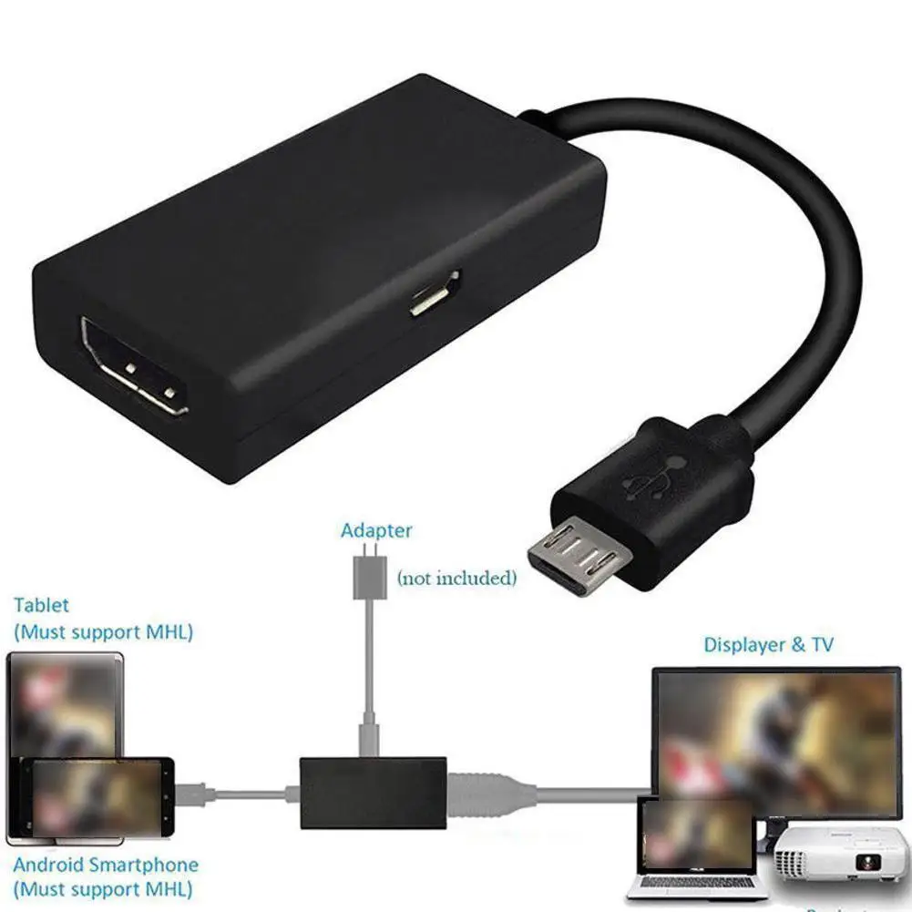 USB Male to HDMI Female Adapter Cable for Cellphone Tablet TV