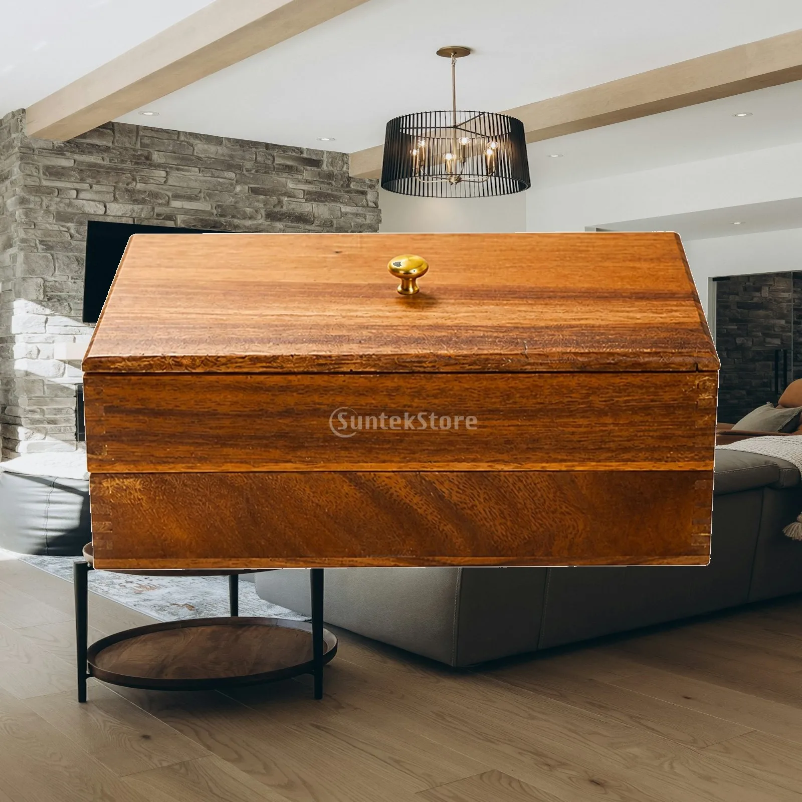Walnut Wood Snack Box with Lid Decorative Two-Layer Wooden Candy Box with Knob Dried Fruit Container Elegant Space-Saving