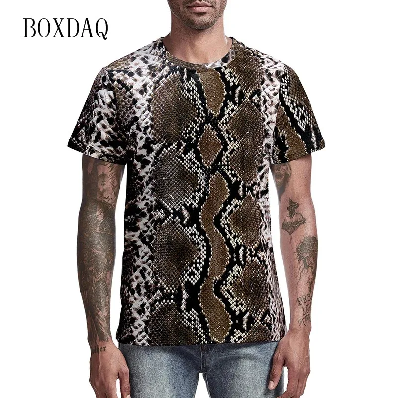 Leopard Men\'s Fashion T-Shirts Short Sleeve Streetwear 3D Print Trend T Shirt 6XL Plus Size Male Clothing O-Neck Casual Tops Tee