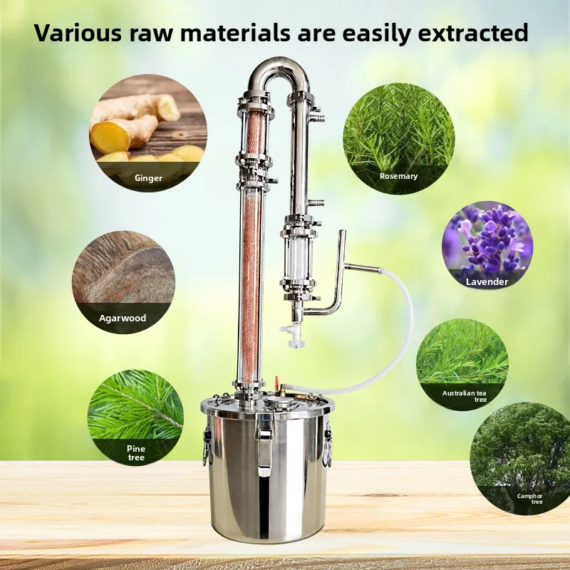 آلة المياه المقطرة المنزلية الصغيرة لا تزال تكرير الزيت العطري معدات التقطير Baijiu آلة هيدروسول الوردية الفولاذ المقاوم للصدأ