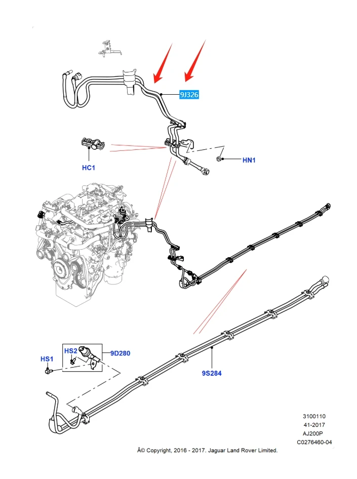 LR095506 T2H28728 FUEL PIPE for LAND ROVER RANGE ROVER VELAR L560 JAGUAR ALL NEW XF 2016 X260