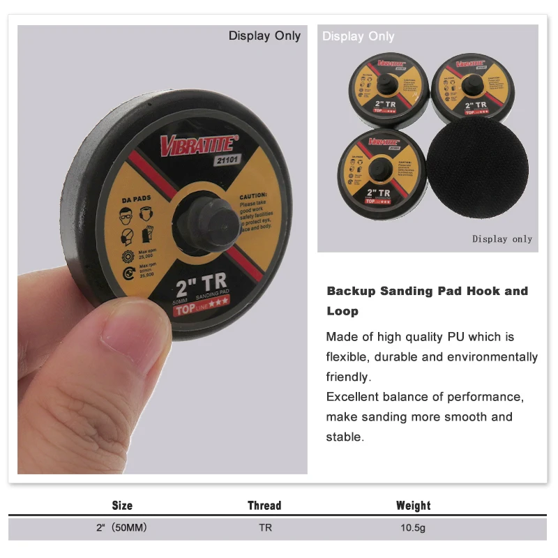 2 Inch Hook & Loop Sanding Discs Kit 5 Pcs Thickness 10MM for Polisher  Random Orbital Backing Plate for Auto Woodworking