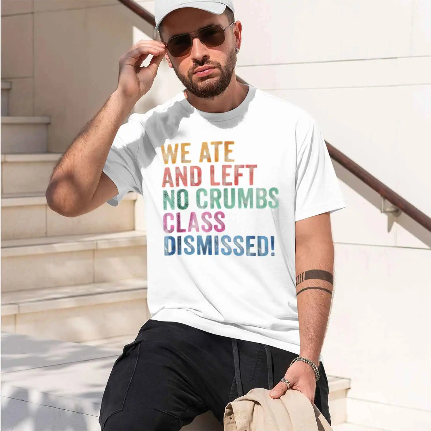 Unisex We Ate and Left No Crumbs Grant Distred Font Print Tshirt Teaer Summer Break Casual Short Sve Tees 2026 New Model Short-s
