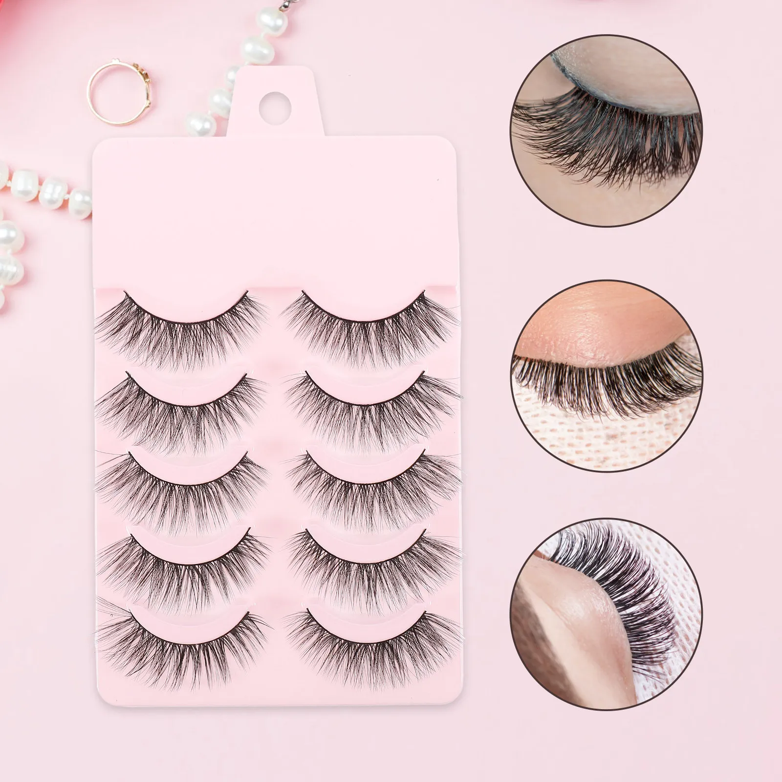 Pestañas postizas naturales hechas a mano de larga duración, accesorios de maquillaje para mujer, para fiestas y uso diario.