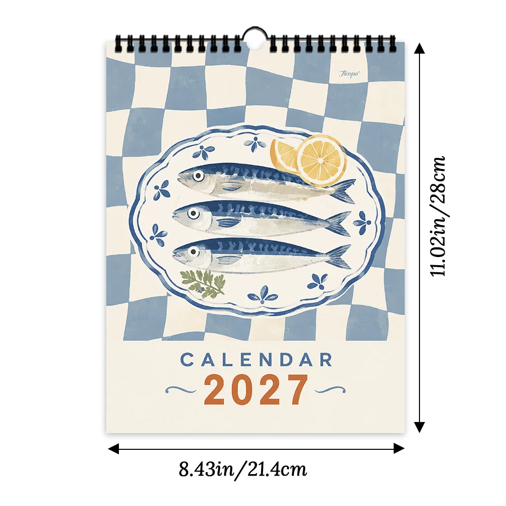 1pc 2027 Wall Calendar, Literary Kitchen Theme, 12-Month Monthly Planner, Perfect Gift for Birthdays, Christmas, New Year