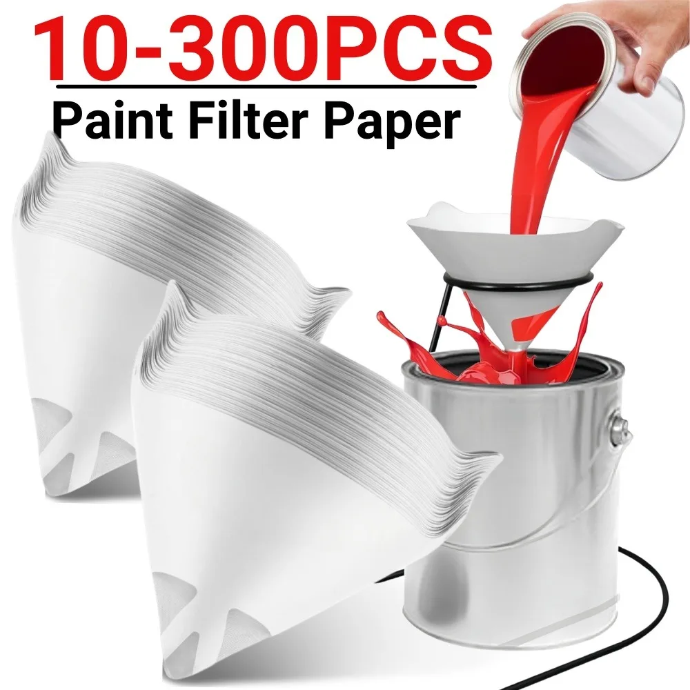 

10-300PCS Paint Filter Paper 100 Microns Car Paint Spray Mesh Purifying Paper Conical Disposable Nylon Straining Paper Funnel