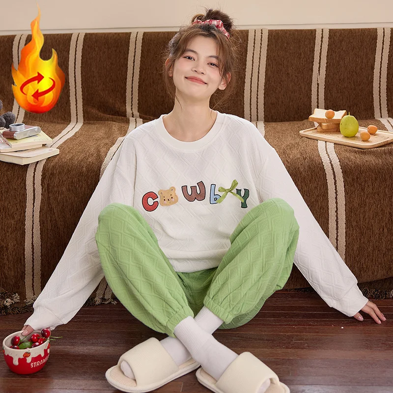 

Pajama Sets Soft Women Bamboo Peach Floral Collared Knee Length Skin-Friendly Lady Garden Pajamas Natural Elegant Casual Spring