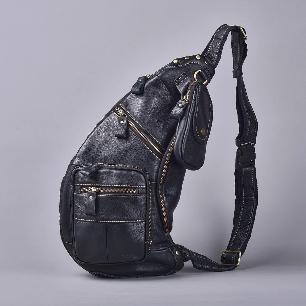 

Genuine leather men's chest bag vintage large-capacity crossbody men's multifunctional outdoor waist bag shoulder bag