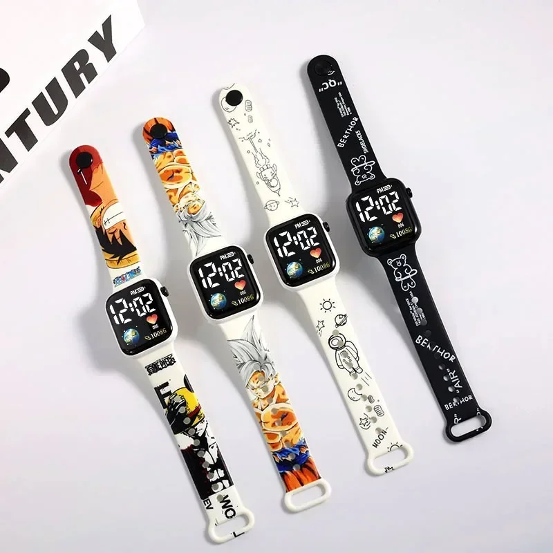 One Piece Luffy LED Sports Silicone Smart Watch Watches for Children Men and Women Cute Anime Electronic Wrist Watches Kids Gift