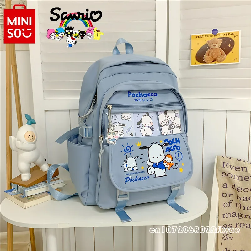 Miniso Pochacco tas sekolah pelajar wanita, ransel perempuan kapasitas besar kasual kartun kualitas tinggi modis