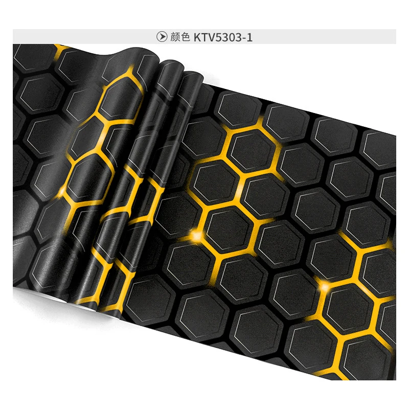 Modern Geometric 3D Hexagon Wallpaper Roll for Walls Waterproof KTV Theme Room Background Wall Paper Blue Yellow Green Purple