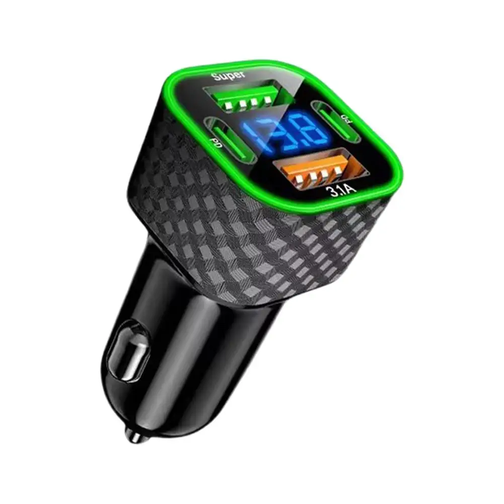 Chargeur de téléphone de voiture USB C pour touristes, adaptateur de charge super rapide, affichage de la tension, PD 4 en 1, 380W, iPhone Oppo, Vivo, Sams, C2O8