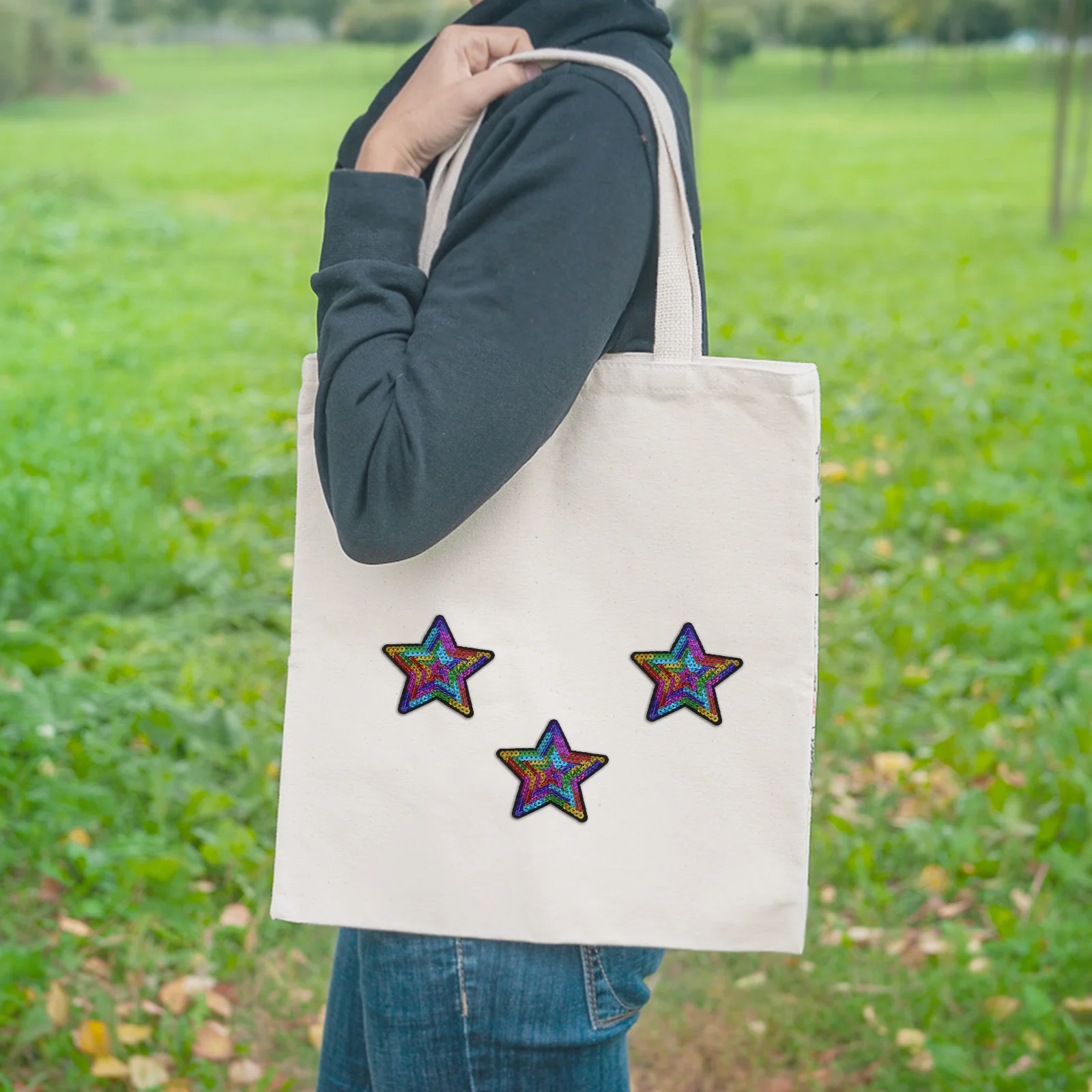 

12 Pcs Banner Embroidery Thread Five-pointed Star Pattern Tassel Patch