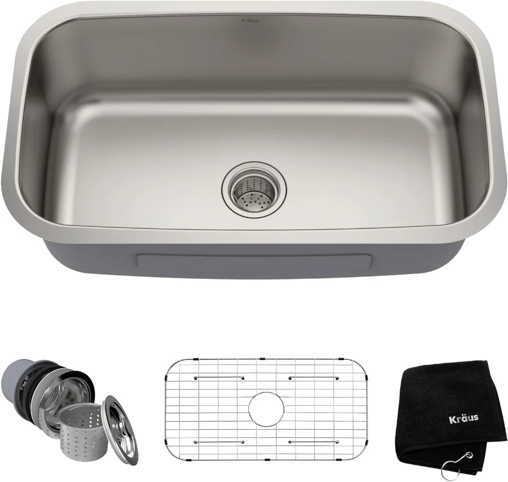 

Kraus Kitchen Sink KBU14 31-1/2 Inch Undermount Single Bowl 16-gauge Stainless Steel Kitchen Sink