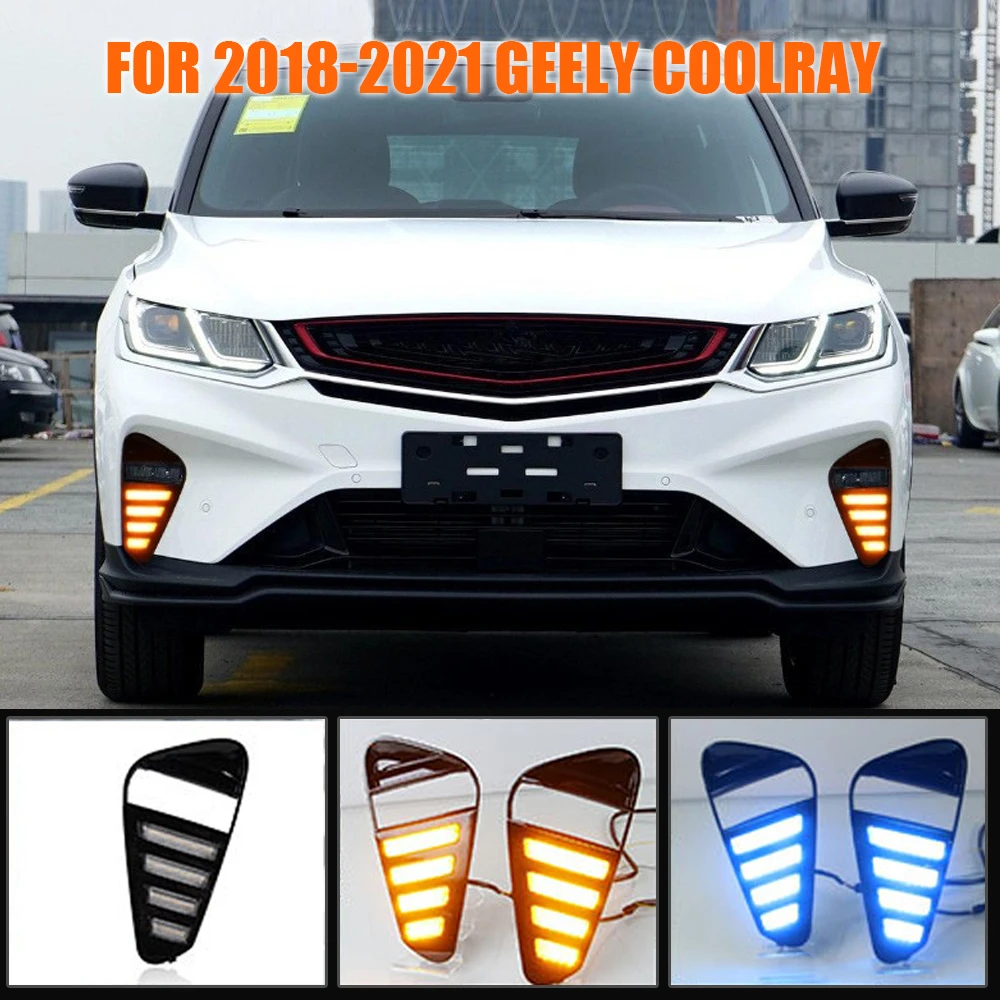 OKEEN LED Daytime Running Lights For Geely coolray Proton X50 2018 2019 2020 2021 Car Daylight Fog Lamp Headlight Auto Accessory