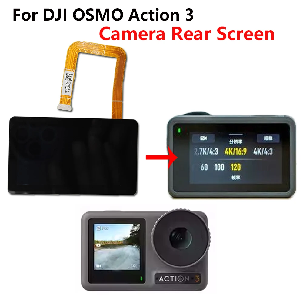 

For DJI Osmo Action 3 Rear LCD Screen Assembly 2.25-inch Replacement for Action3 Camera Rear Screen Display Repair Accessories