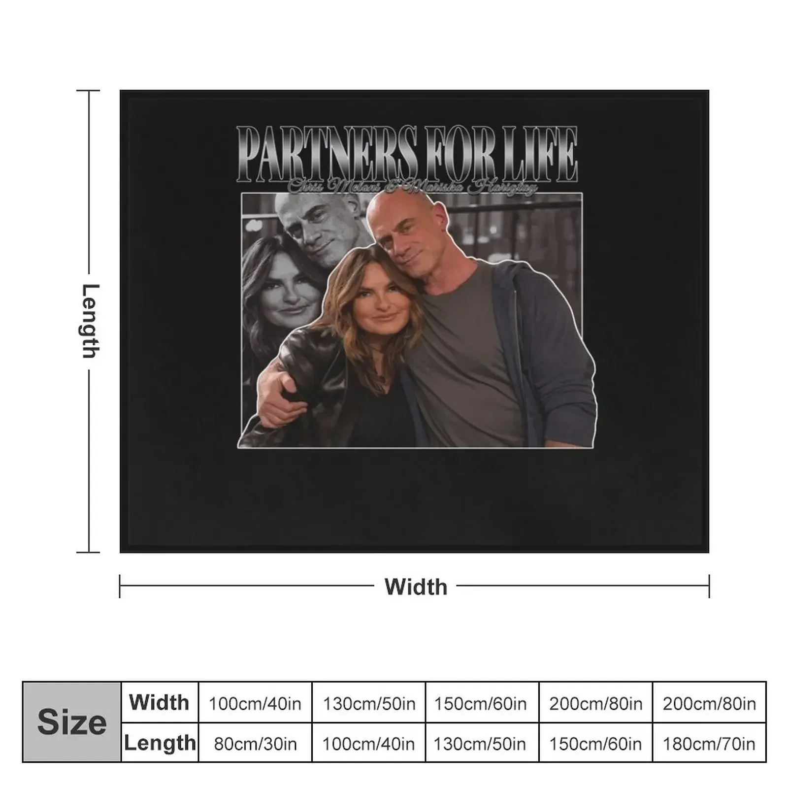 Partners for Life Mariska Hargitay and Chris Meloni 90s Inspired Vintage Homage Classic Throw Blanket Sofas Blankets