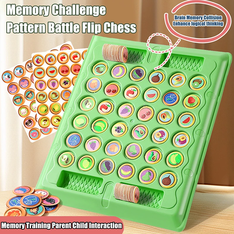 Hot 1Set Logical Thinking Cognitive Animal Learning Memory Matching Chess Kids Toy Animal Flip Chess Classic Strategy Board Game