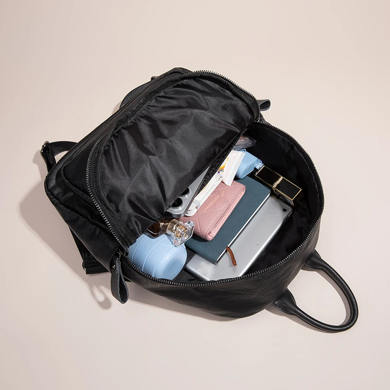 

Гонконг, новинка 2025, женская кожаная интеллектуальная большая емкость, повседневная многофункциональная школьная сумка через плечо из мягкой кожи