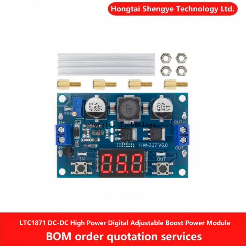 Hongtai Technology DC-DC LTC1871 Boost Power Module High Power 100W Adjustable Output 3.5~35V with Digital Voltage Display
