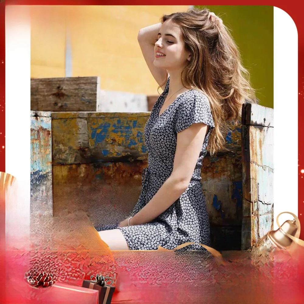 

Новое винтажное шелковое платье DI DVF2023 с цветочным принтом и завязками на талии для женщин