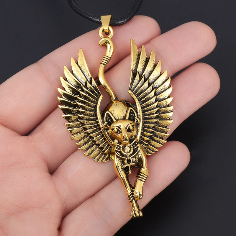 Gold Color Egypt Cat Necklace for Women Men Ancient Egypt Jewelry Vintage Bastet Necklace Amulet Talisman