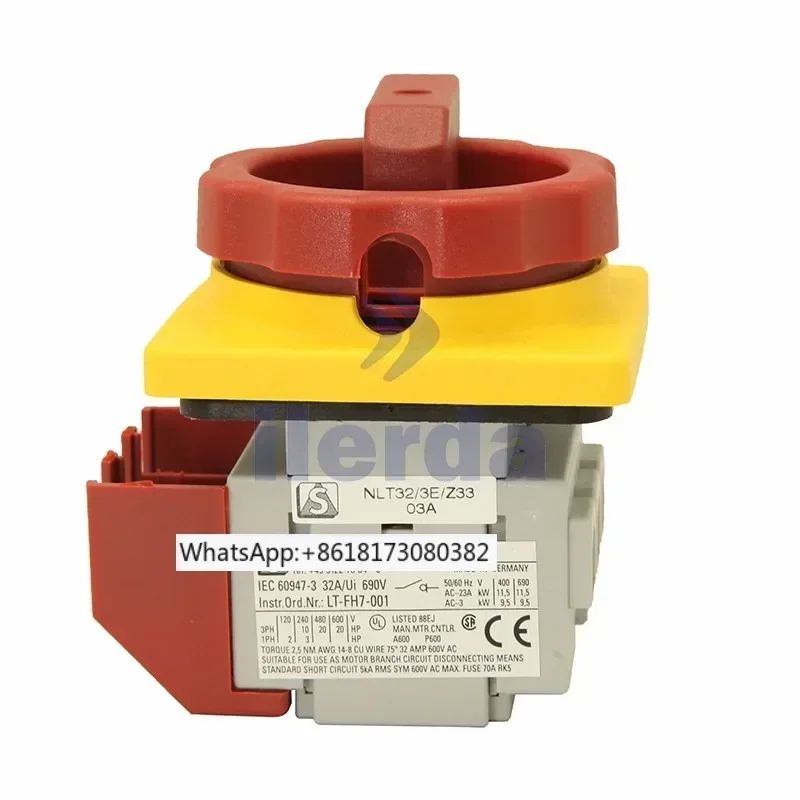 

German imported load isolation switch with red and yellow handle NLT32 3E Z33