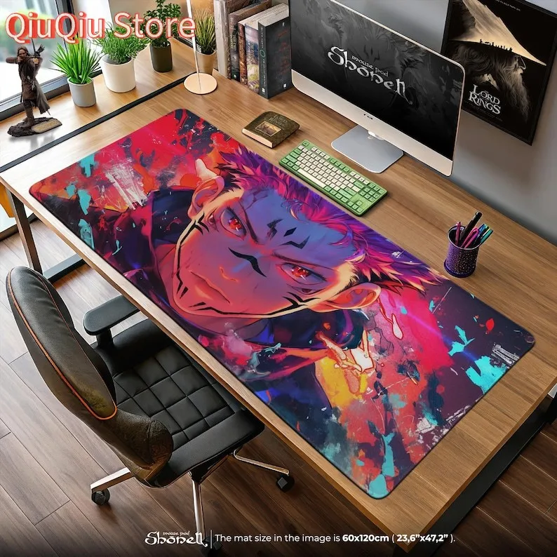 Alas Mouse Sukuna Jujutsu Kaisen - Alas Meja Seni Wajah Raja Terkutuk, Alas Gaming Anime, Dekorasi Hadiah Otaku Ryomen Sukuna