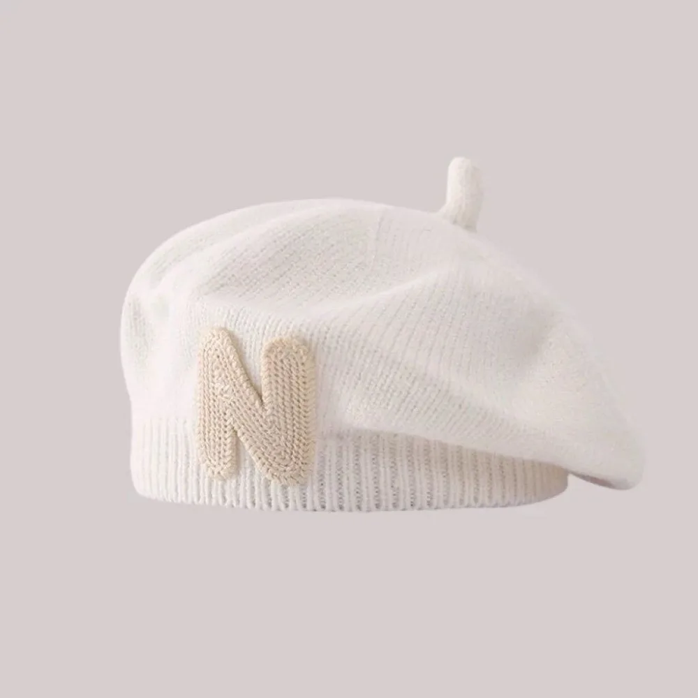 

Fashion N Letter Embroidery Toddler Beret Hat Warm Comfortable Knitted Hats Windproof Beanies Cap Autumn Winter