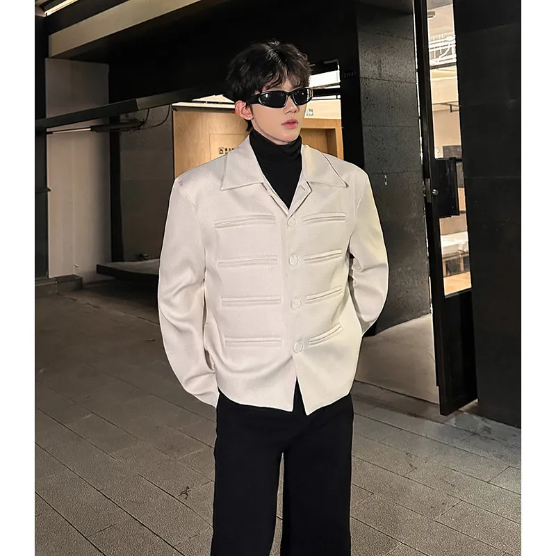 

Весна 2026: Модная городская мужская куртка-жакет из полиэстера в китайском стиле с отложным воротником и карманами, класса люкс