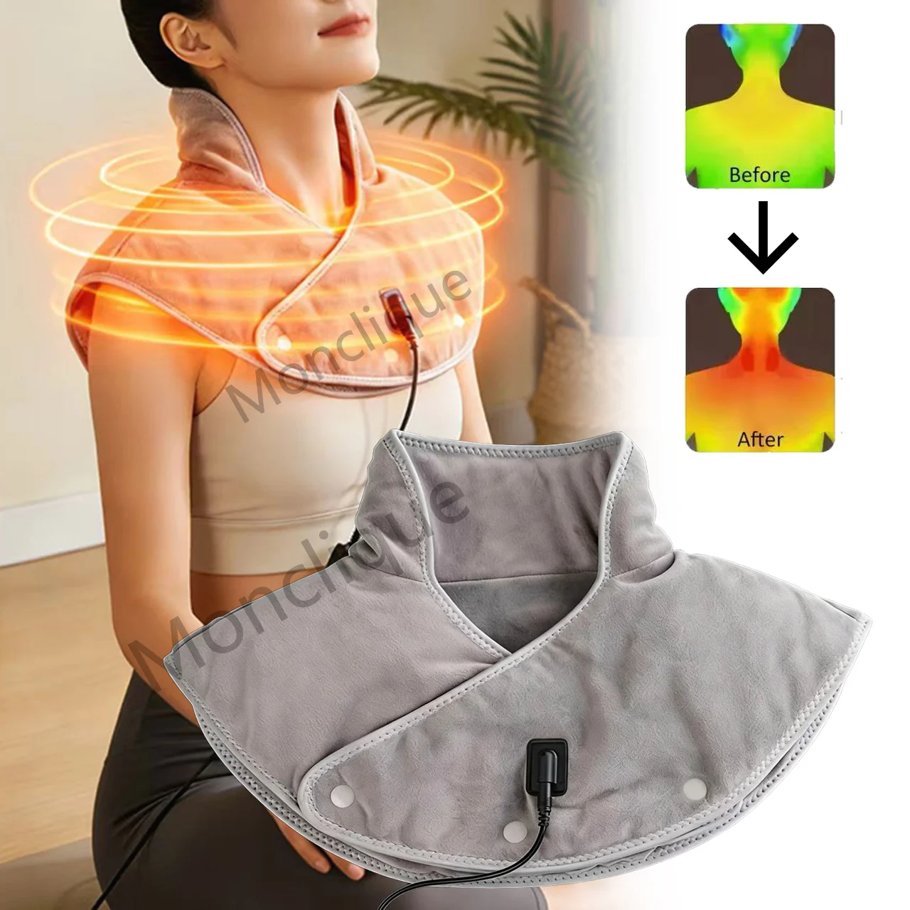 Electric Heating Neck Pad Level 3 Temperature Shoulder Back Hot Compress Shawl Relaxing Body Anti Fatigue Portable USB Charging