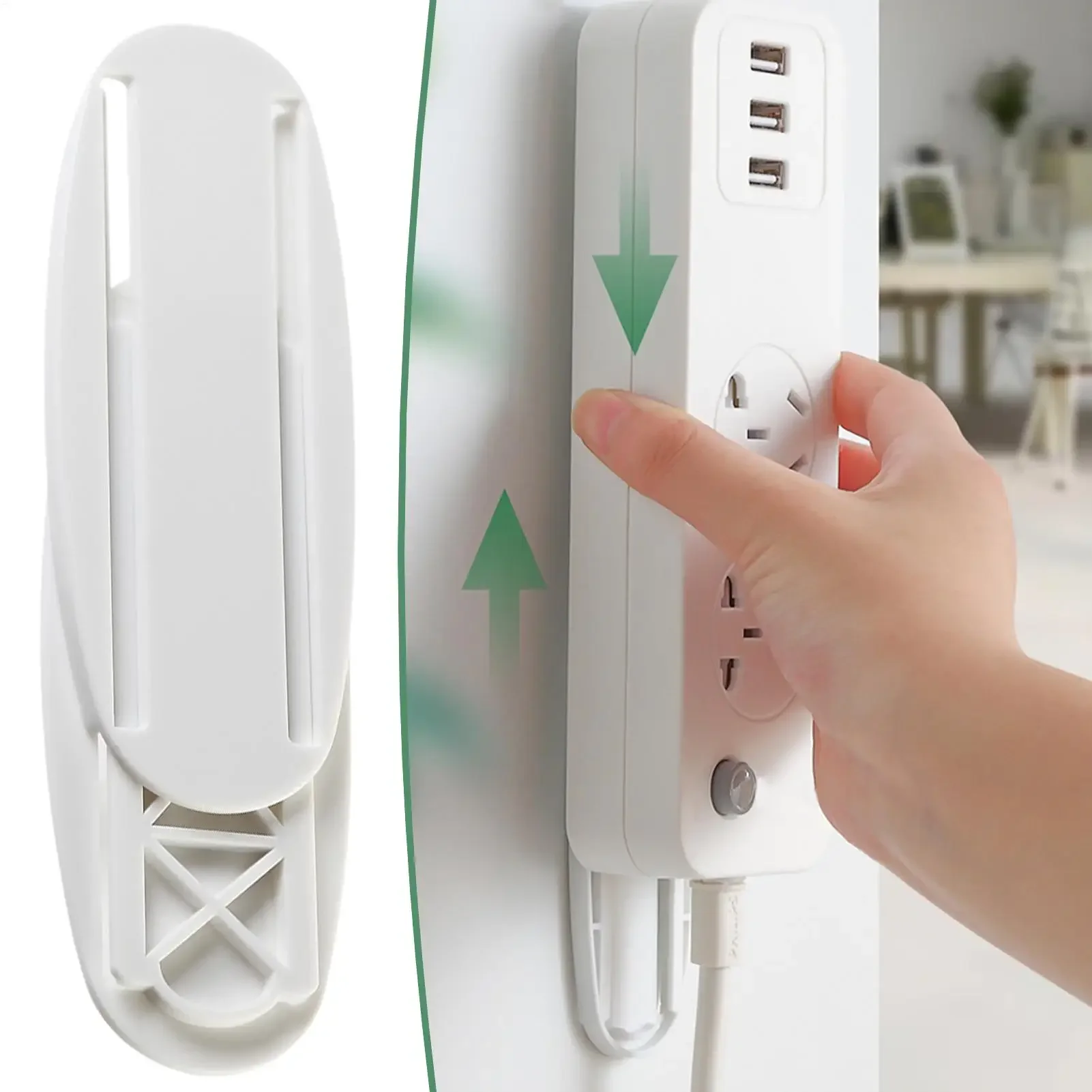 1PC Punch-Free Socket Holder Reusable Removable Self Adhesive Organizer Power Strip Holder Fixator For Household Organizer