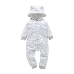 2023 Autumn Winter Warm Fleece Baby Romper Cartoon Hoodie baby girls costume Newborn Babies boys clothes jumpsuits