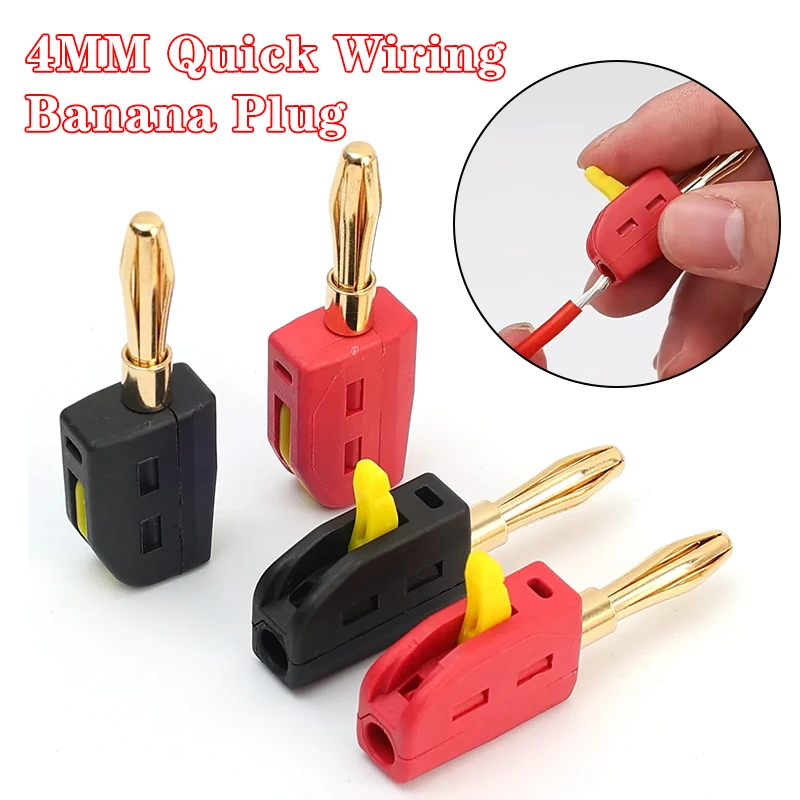 

Banana Plug Solderless Quick Connect 4mm Quick Connect Gold-plated Banana Connector Amplifier Suitable For Electrical Testing