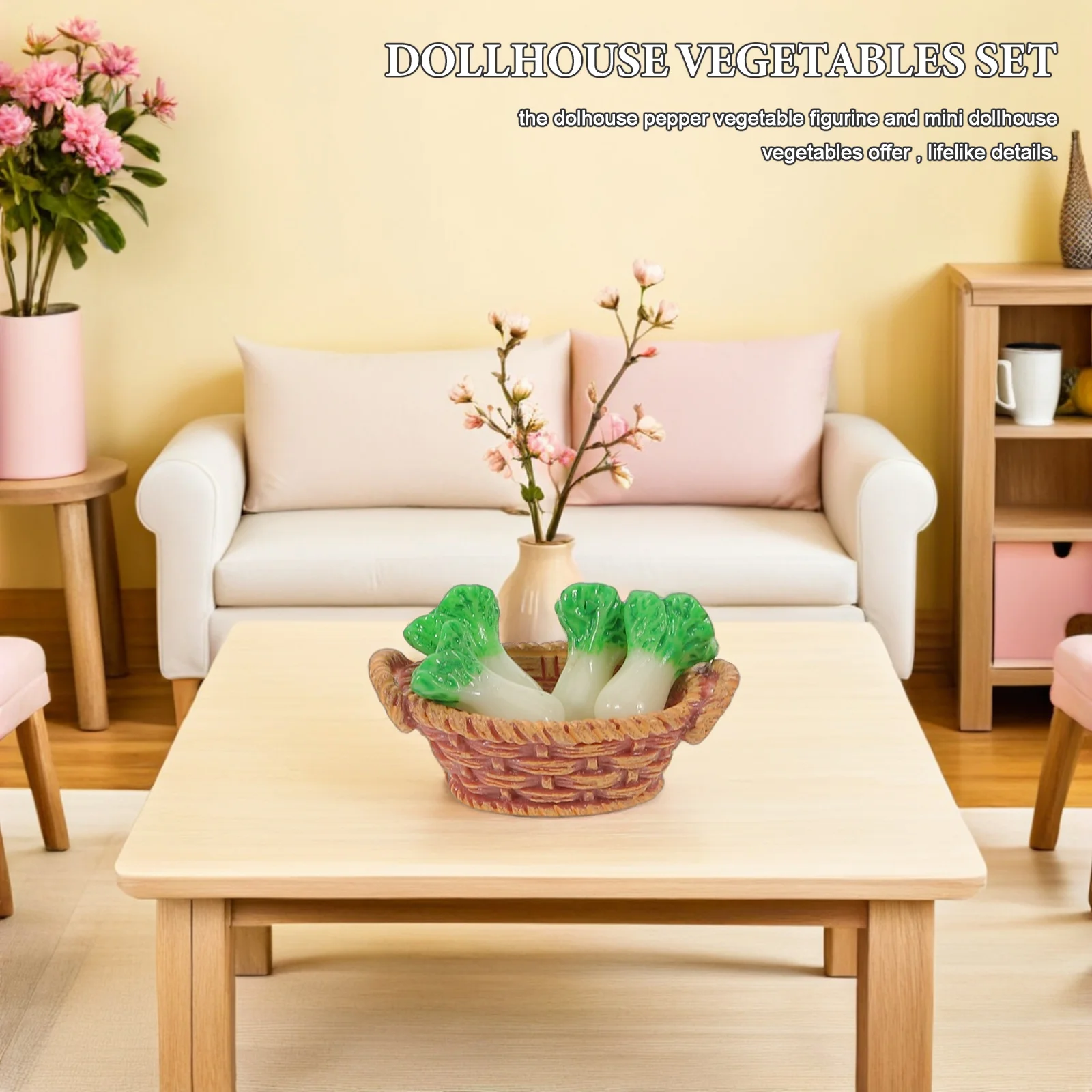 4 stuks poppenhuis groentemand miniatuur speelvoedselset realistische mini keuken scène decoratie voor boodschappen display hars