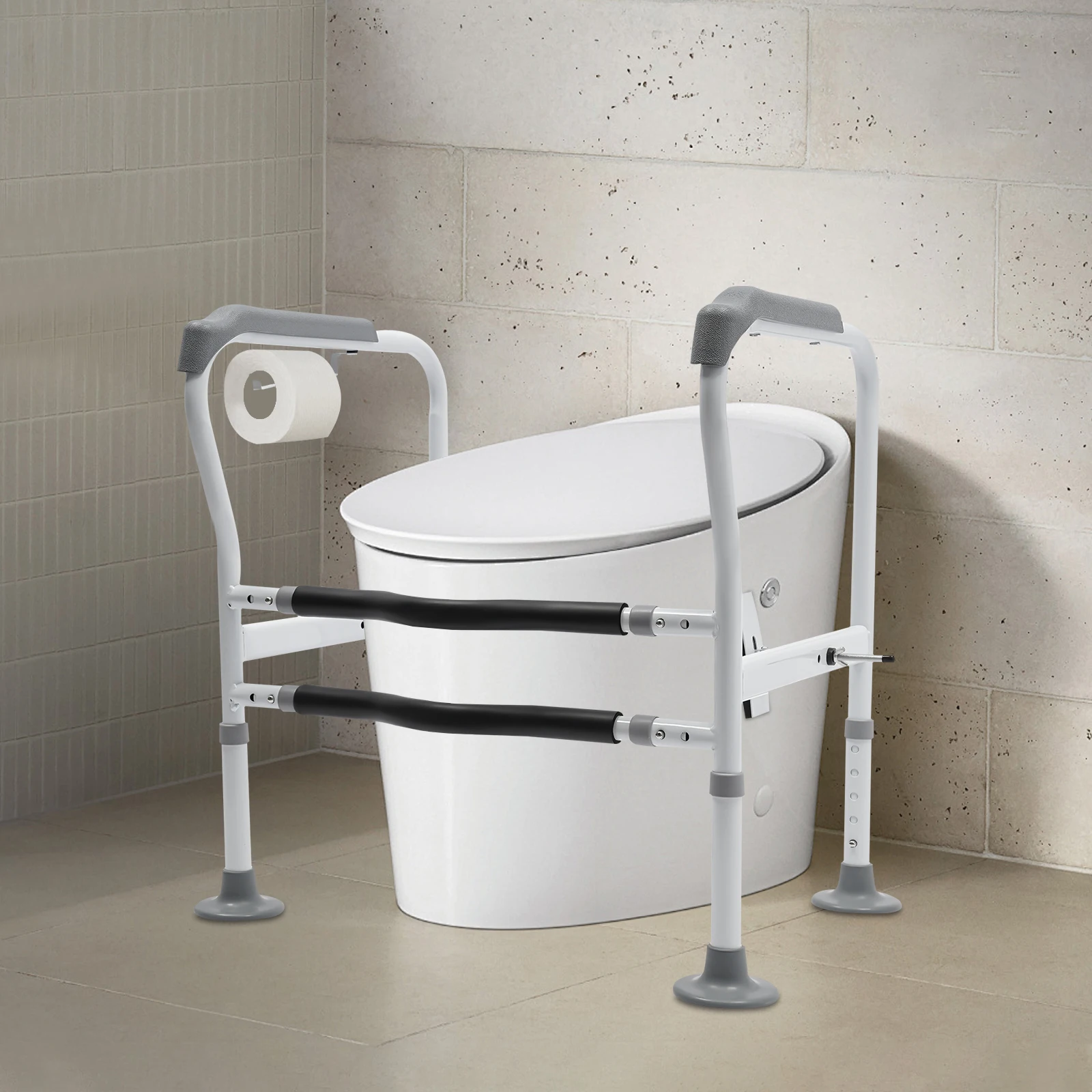 Toilet Safety Rails, Bathroom Safety Frame for Elderly, Pregnant, Disabled, Adjustable Height