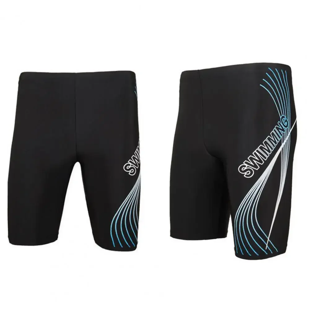 Calção de natação de secagem rápida masculina, roupa de banho com absorção de umidade, cintura alta, estampa de letras, shorts esportivos, surf, praia