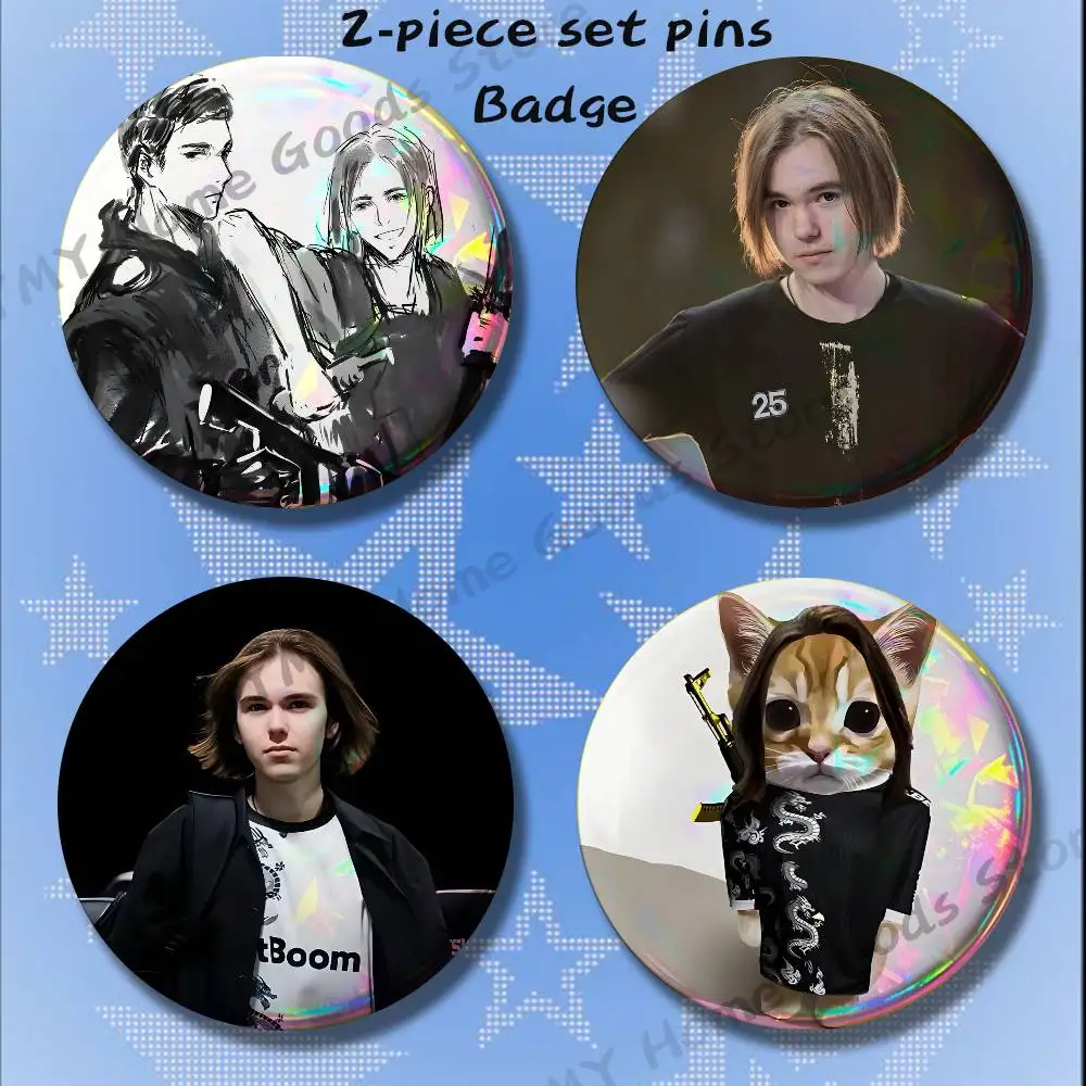 Cute m-m0NESY Donk Brooches for Backpack Accessories 25 32 44 58 75mm Round 2-piece set Free Mix